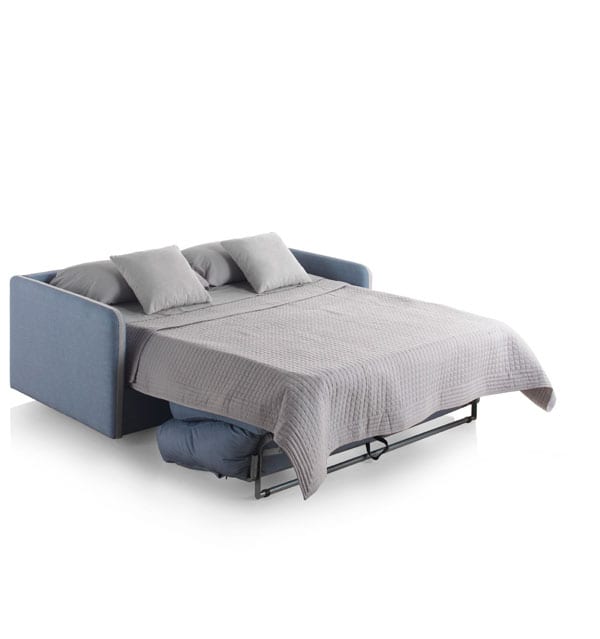 Sofá cama doble de calidad en tonos azules en Valladolid Muebles Valsero 
