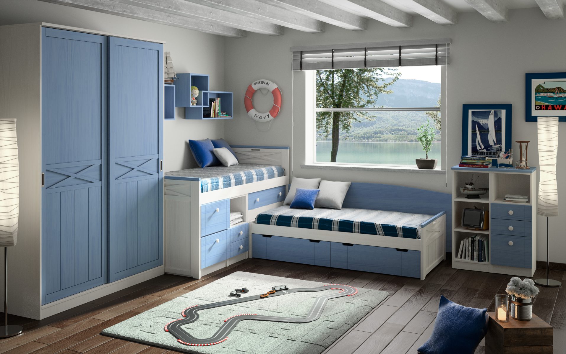 Dormitorio para niños estilo marinero en Valladolid Muebles Valsero 