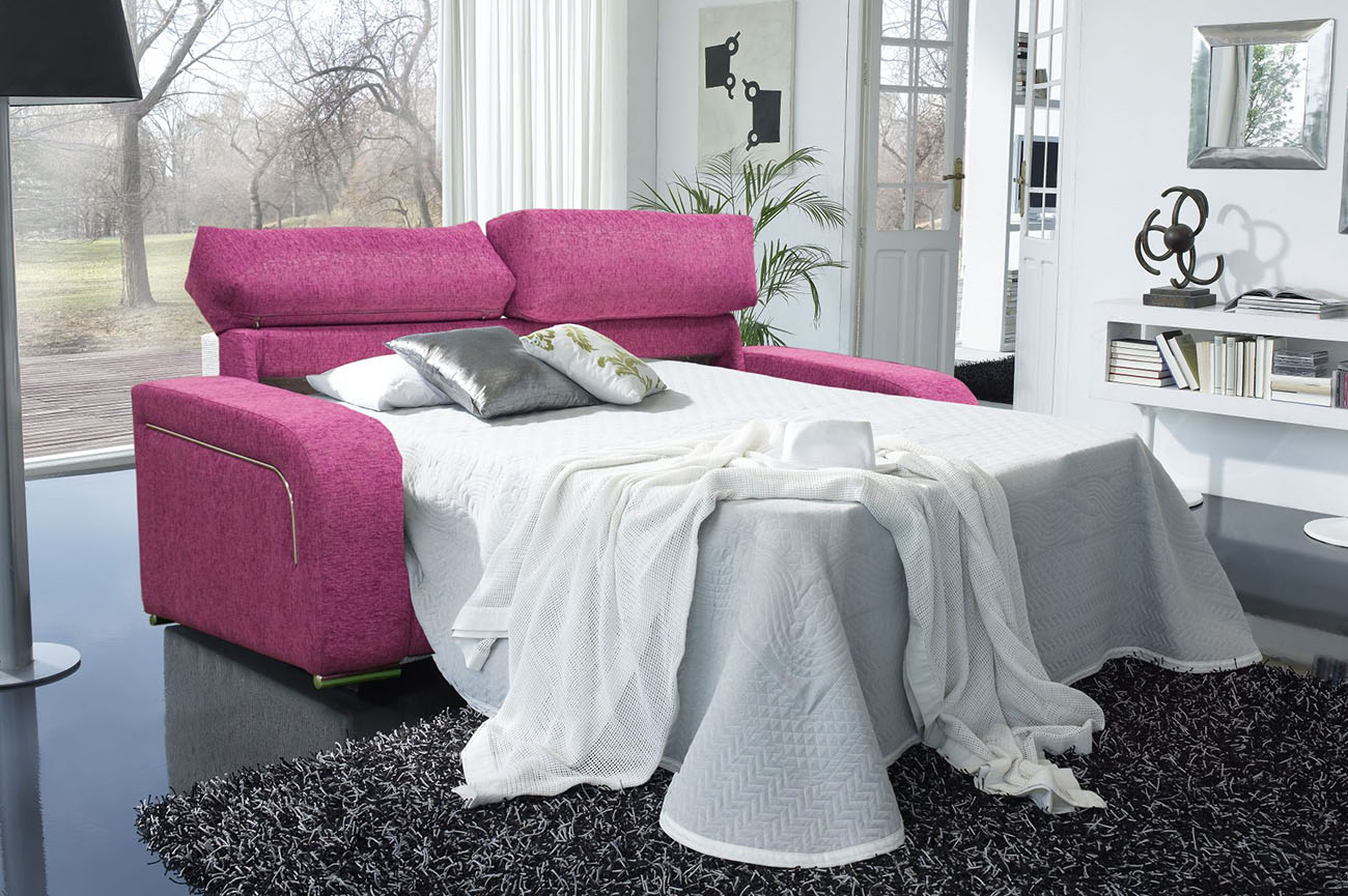 Sofá cama doble rosa en Valladolid, Muebles Valsero