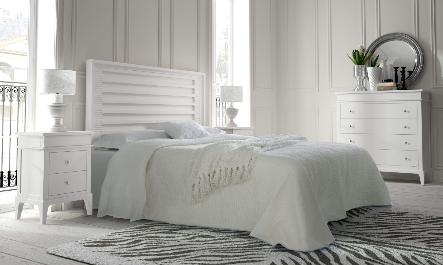 Dormitorio en tendencia con cama vestida